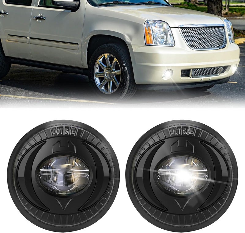 BOXLIGHT LED Fog Lights Compatible with 2007-2014 Chevy Suburban Tahoe, 2007-2013 Avalanche Camaro, 2015-2016 Colorado Silverado, 2007-2016 GMC Acadia Yukon XL Sierra Denali- Left & Right Side - Image 1